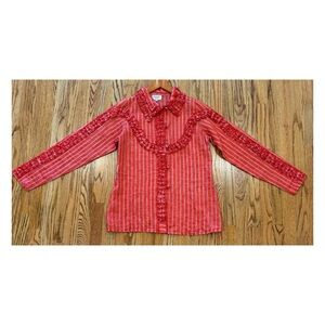 NWOT Anthropologie Margo Baridon Ruffled Buttondown Top  Size Small